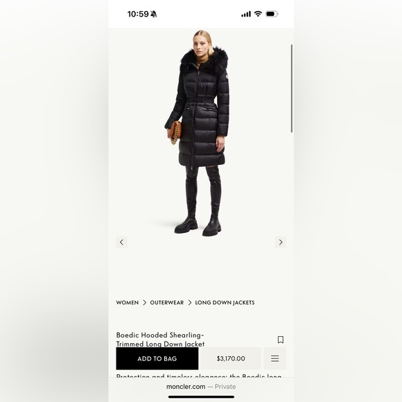 Like New: Moncler Boedic Black Puffer Jacket with Fur - Picture 3 of 3